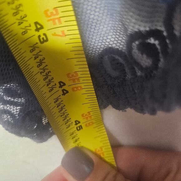 Doe & Rae Blue Lace Long Line Short Sleeve Cardigan - Picture 8 of 8